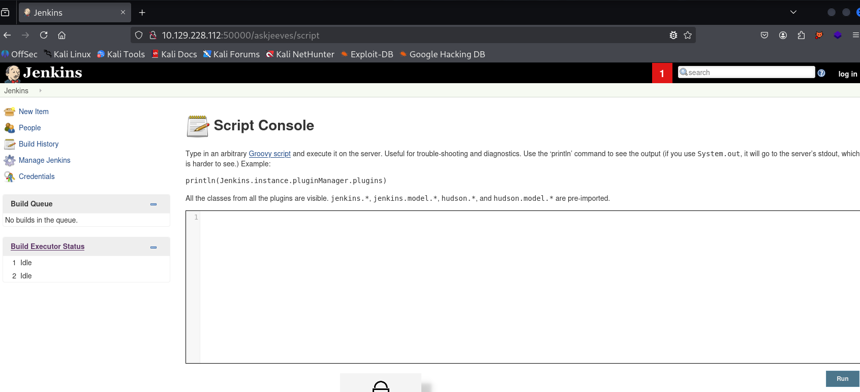 Jenkins dashboard